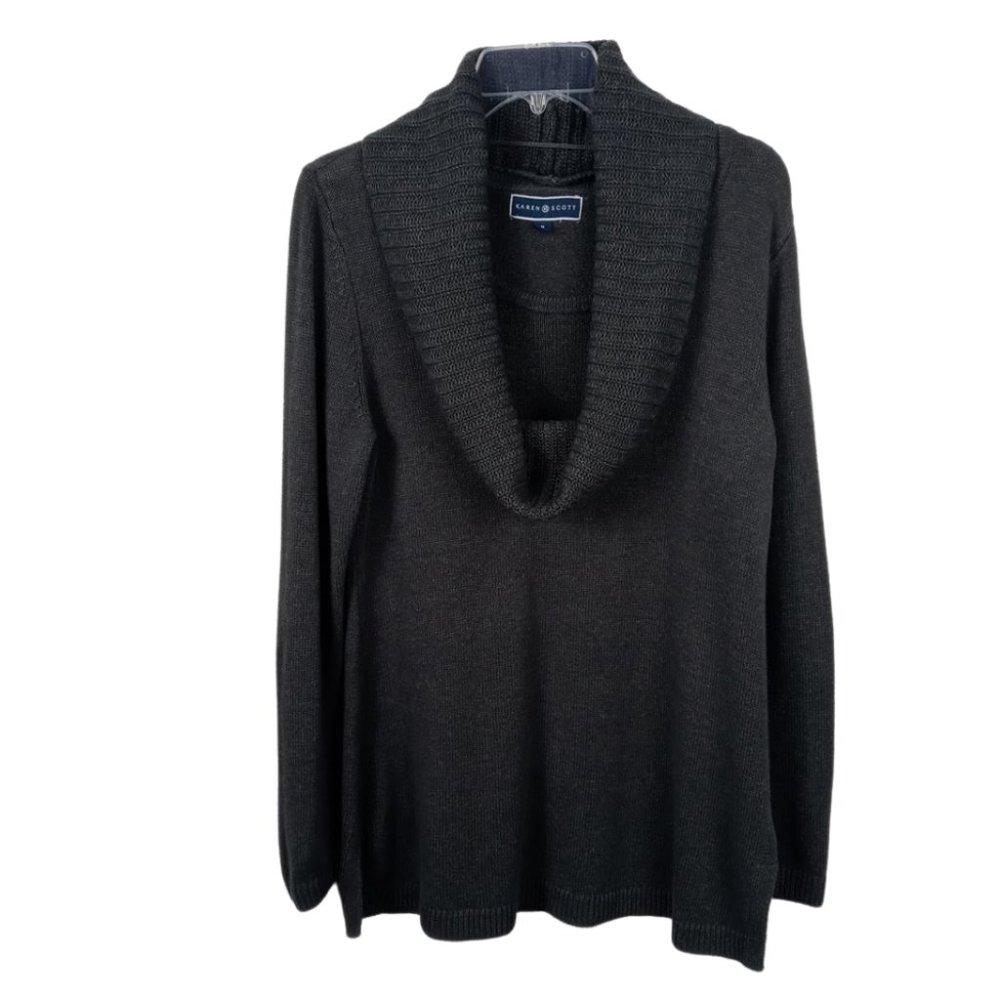 Karen Scott Gray Sweater with Detachable Turtle Neck
